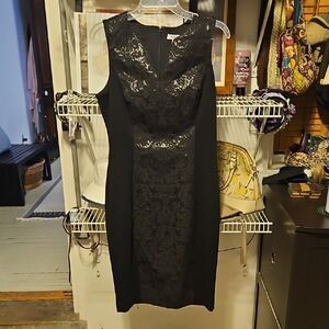 White House Black Market Black Lace Midi Dress